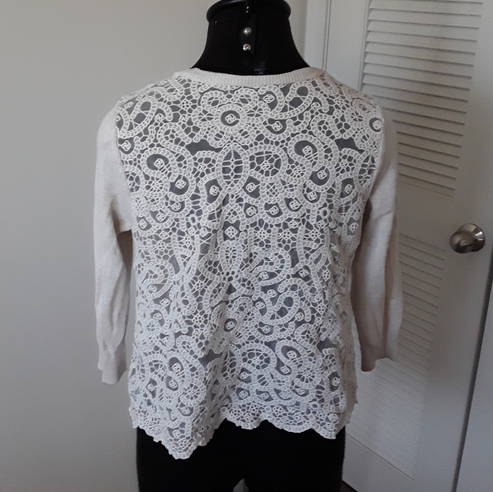 AEO Cream Lace Back Drape Cardigan S